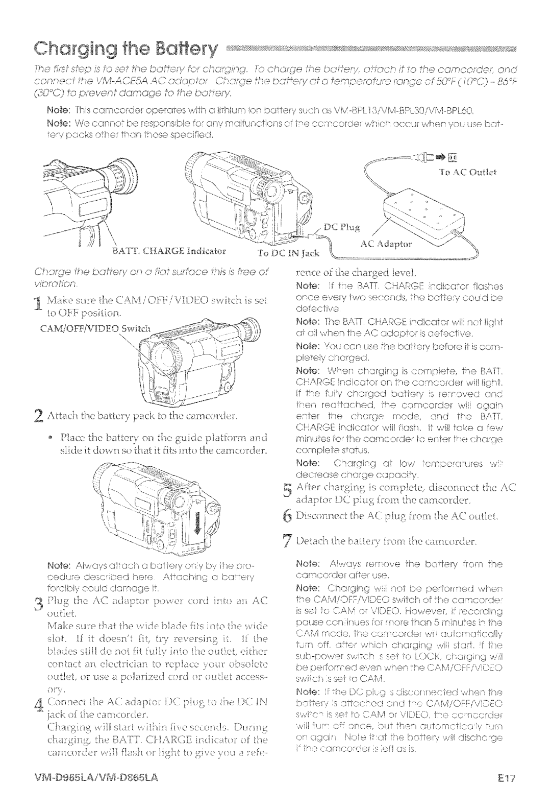 Hitachi VM-D965LA manual 