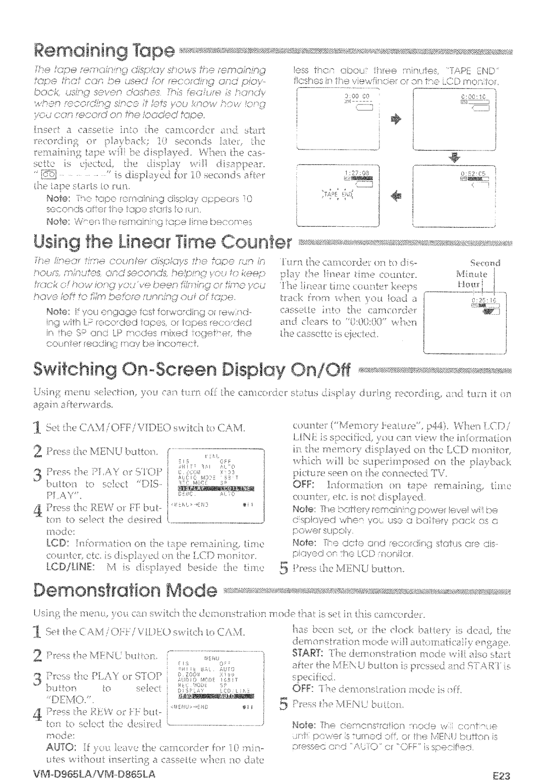 Hitachi VM-D965LA manual 