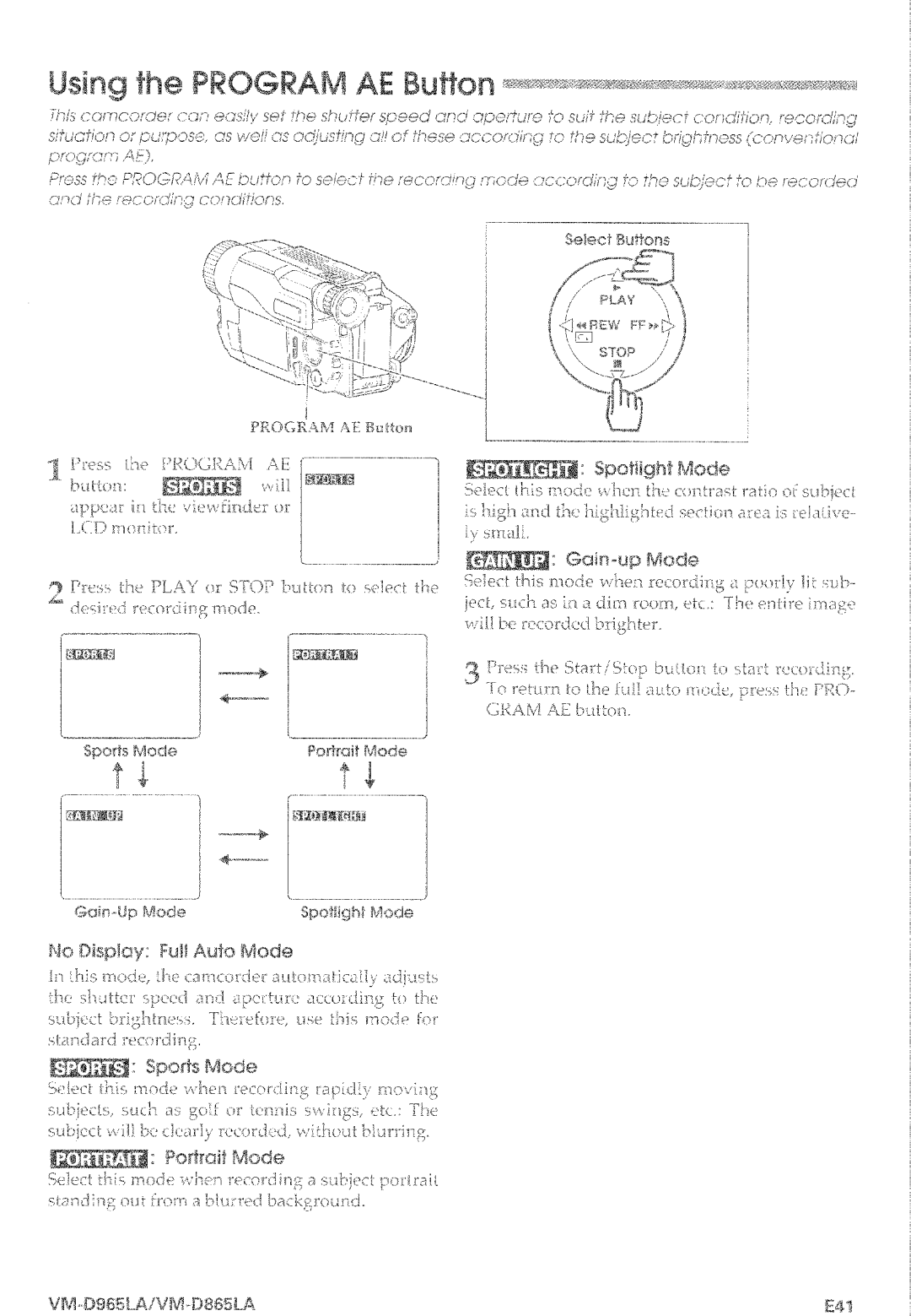 Hitachi VM-D965LA manual 