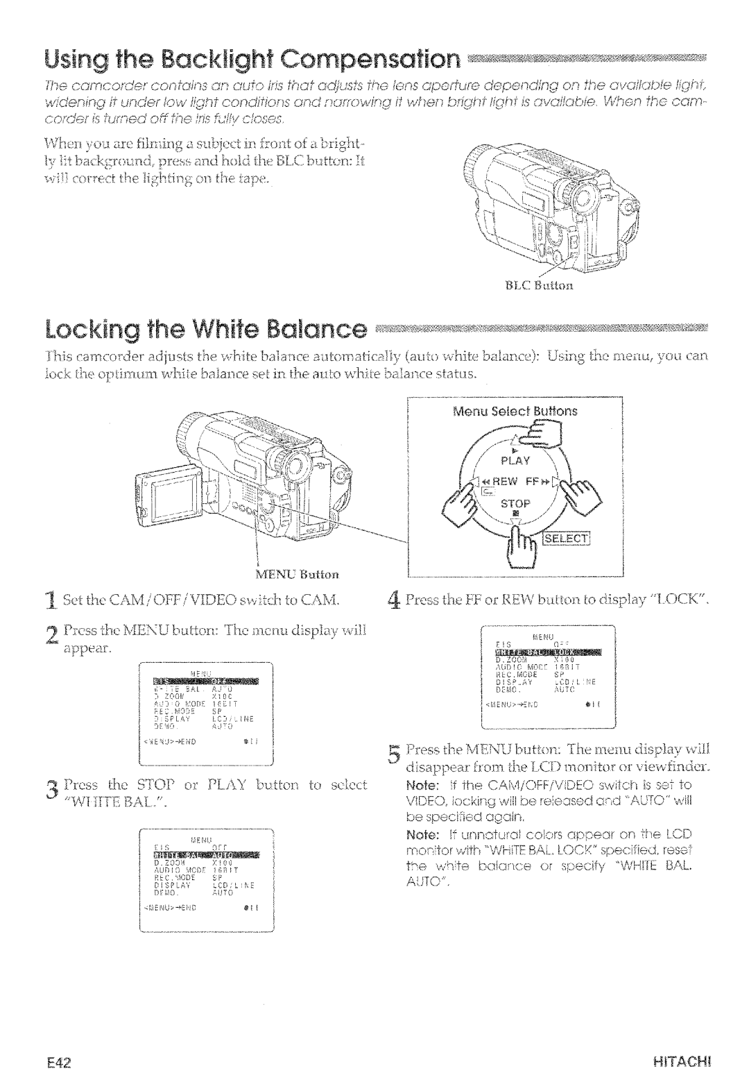 Hitachi VM-D965LA manual 