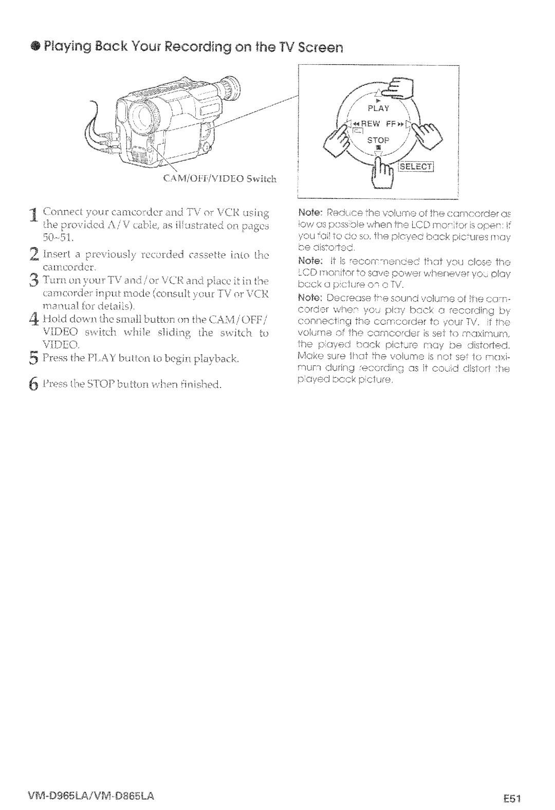 Hitachi VM-D965LA manual 