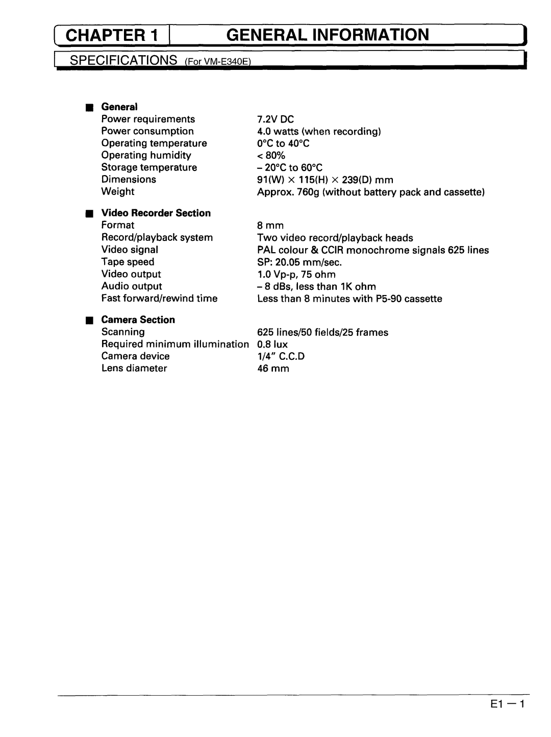 Hitachi VM-E330E manual 