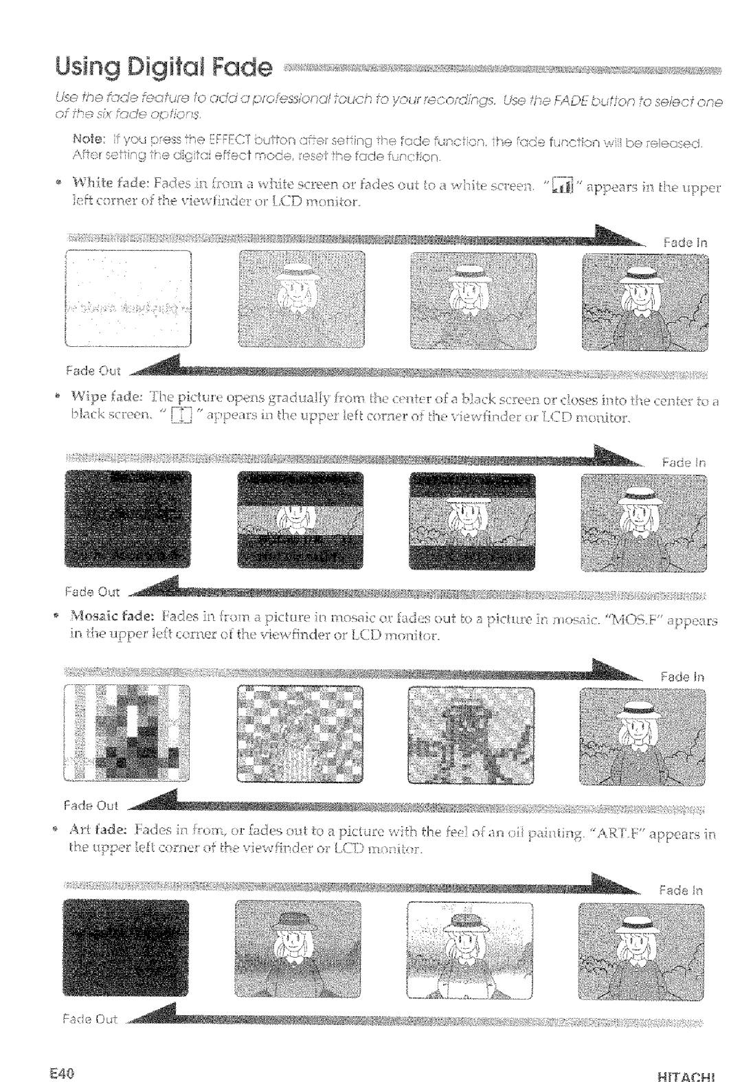 Hitachi VM-E465LA, VM-E565LA manual Using DigHal Fade 