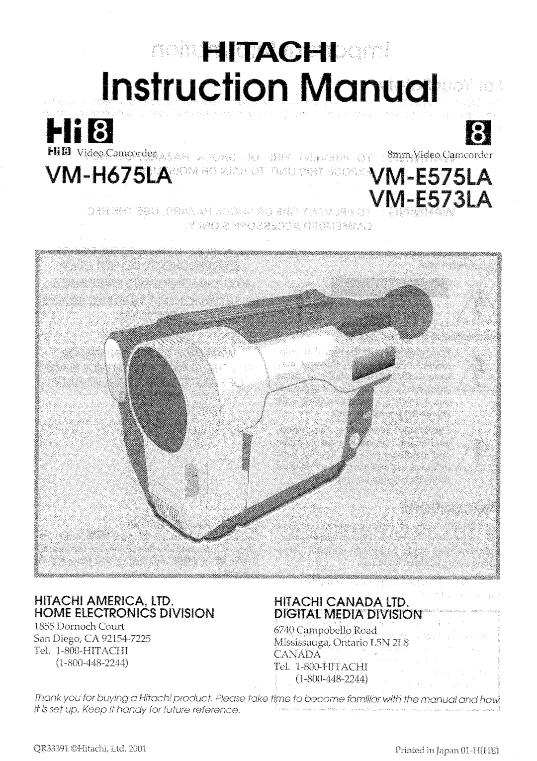 Hitachi VM-E573LA manual 