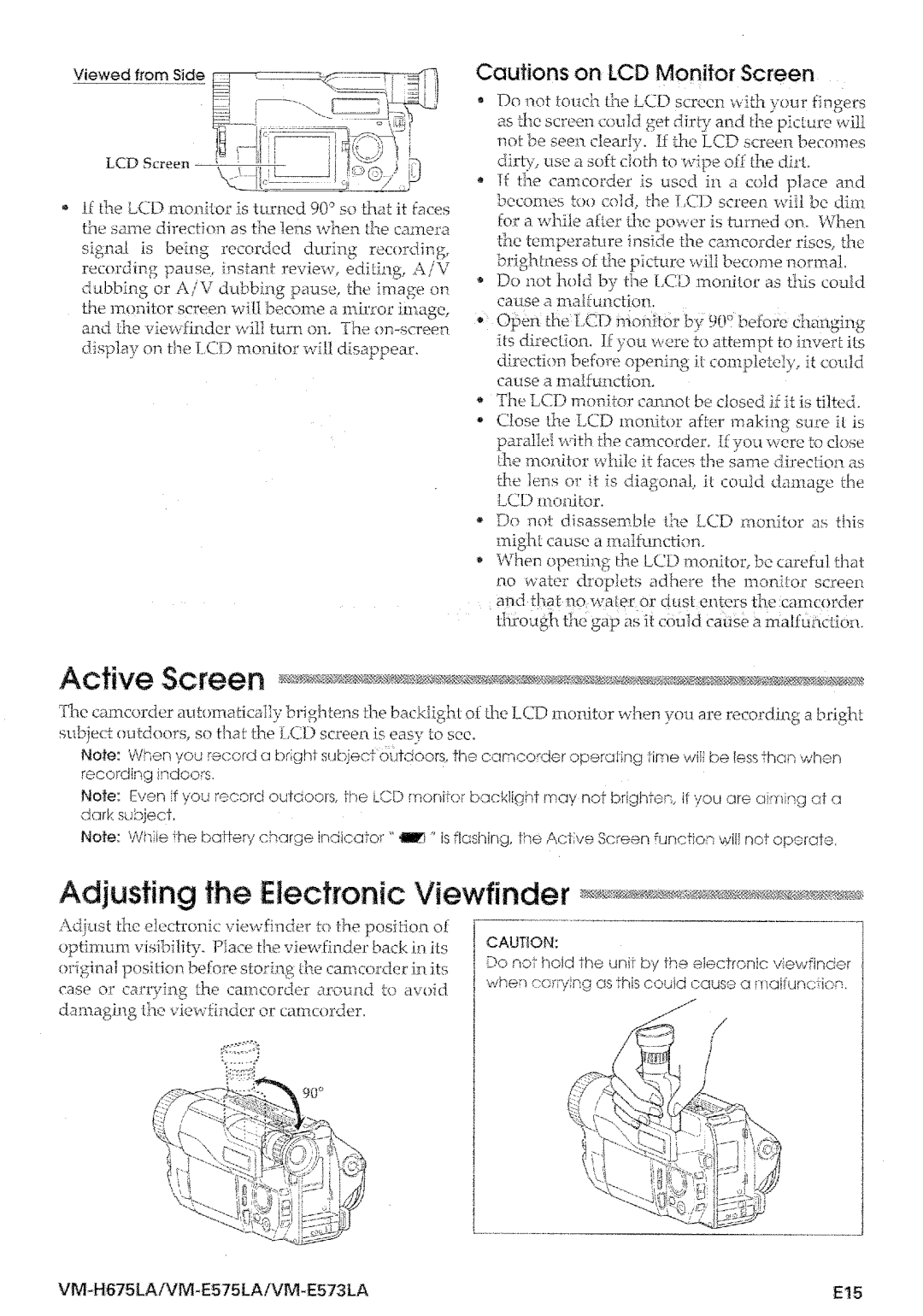 Hitachi VM-E573LA manual 