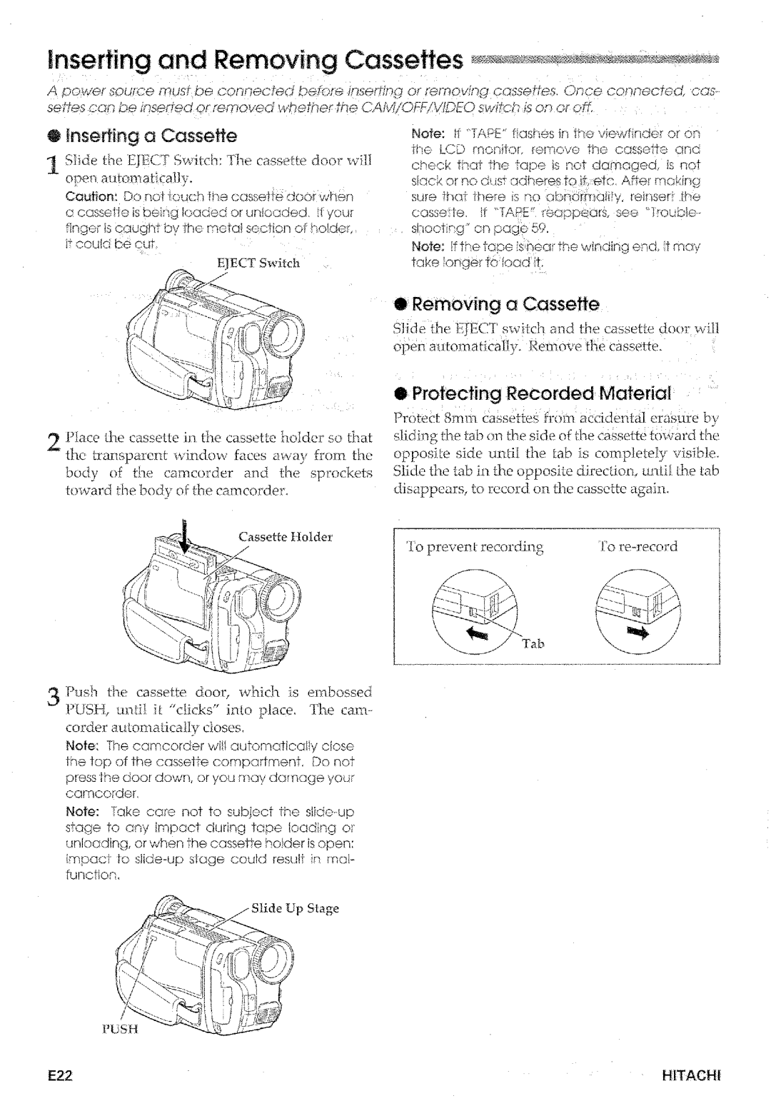 Hitachi VM-E573LA manual 