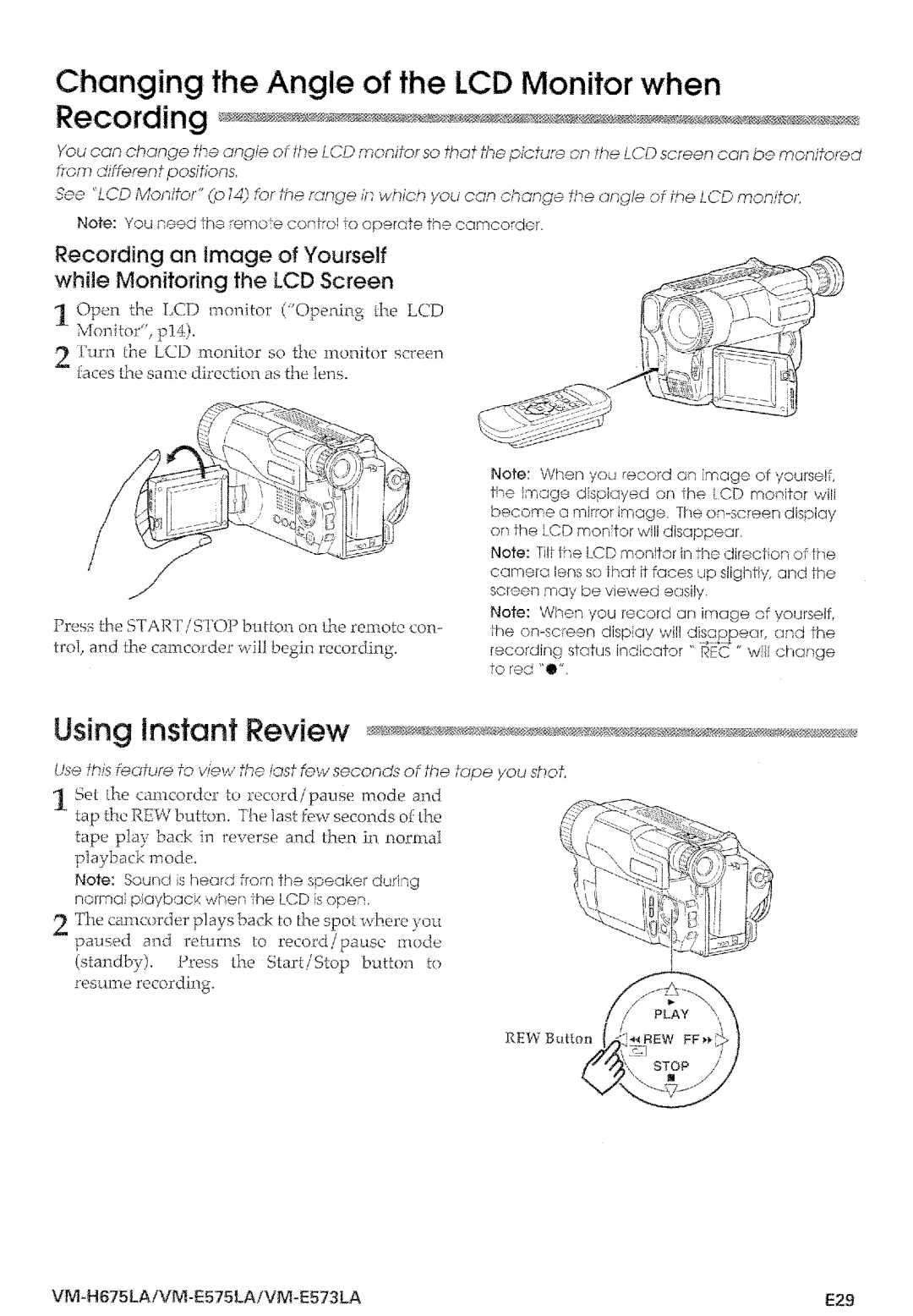 Hitachi VM-E573LA manual 