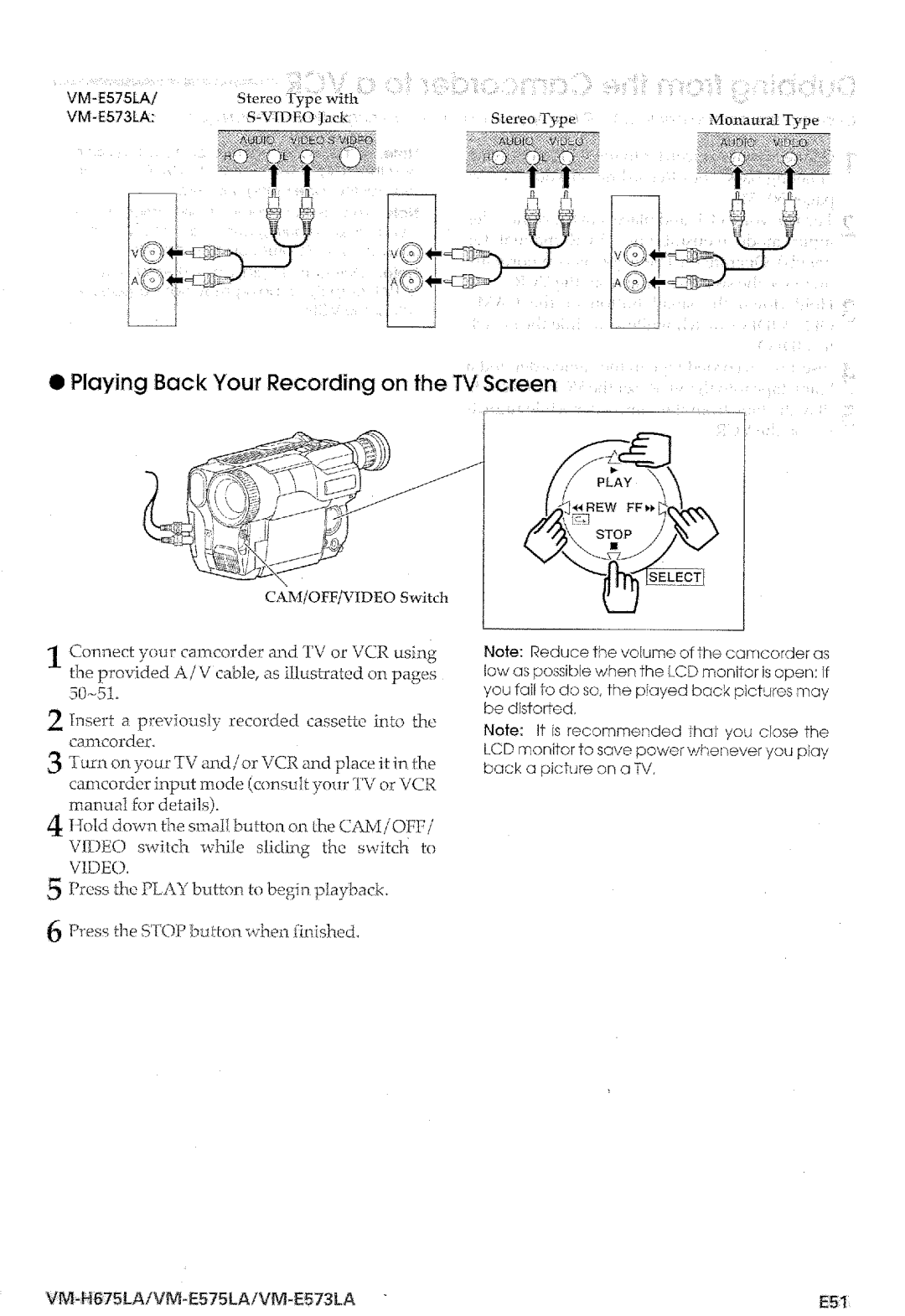 Hitachi VM-E573LA manual 