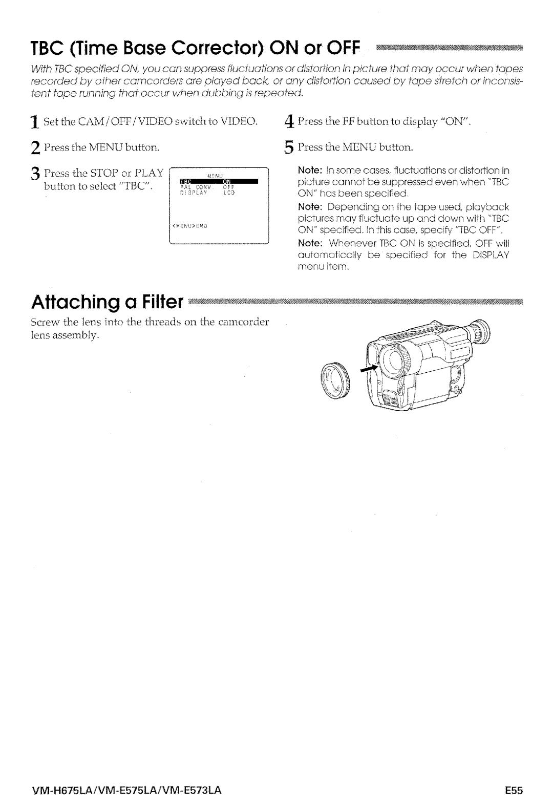 Hitachi VM-E573LA manual 