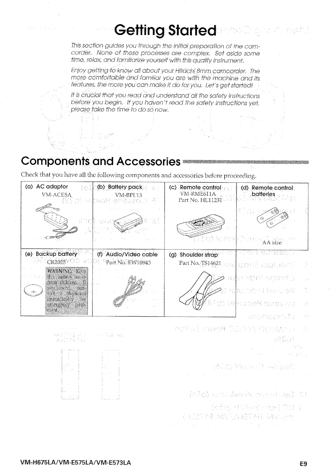 Hitachi VM-E573LA manual 