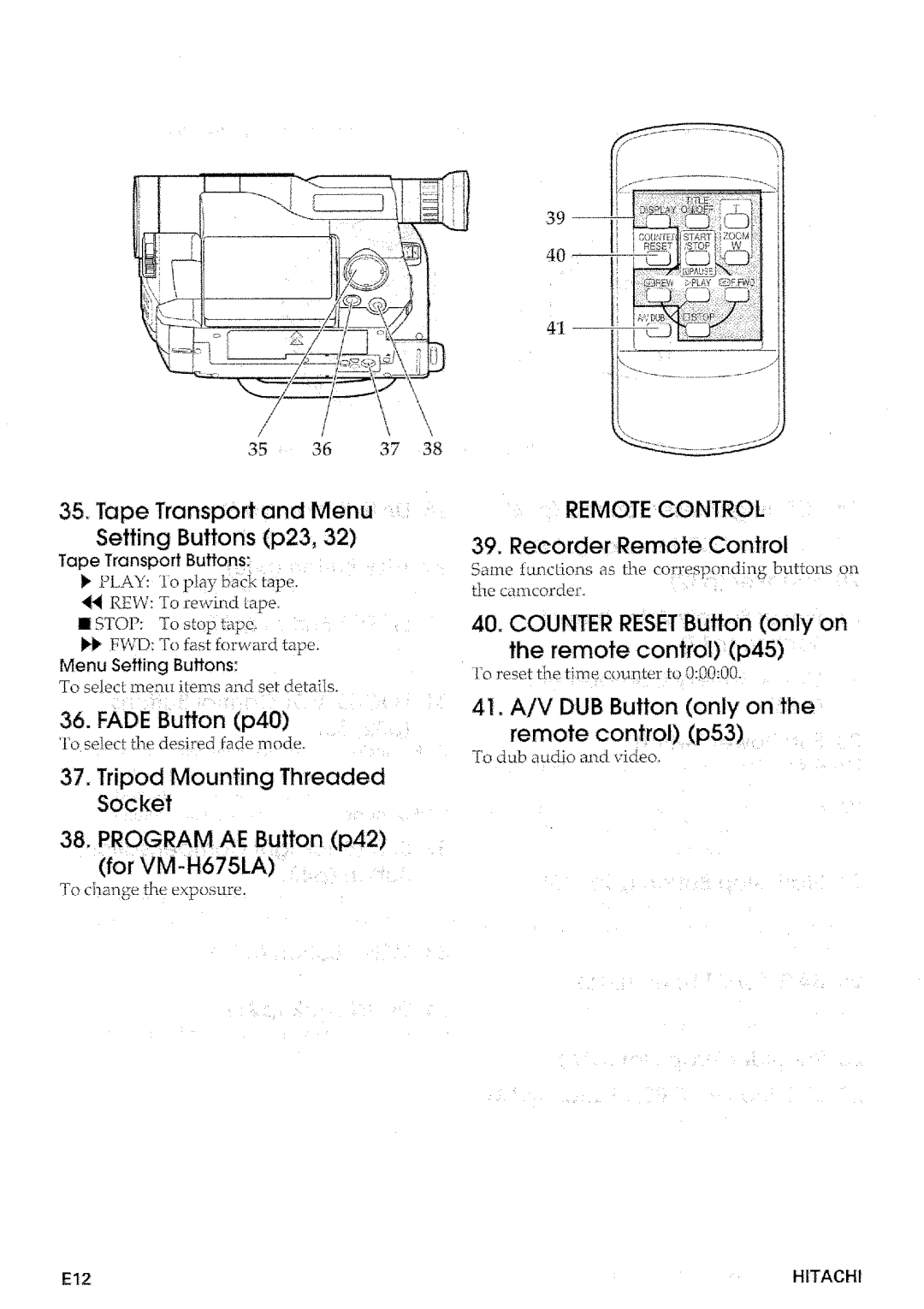 Hitachi VM-E575LA manual 