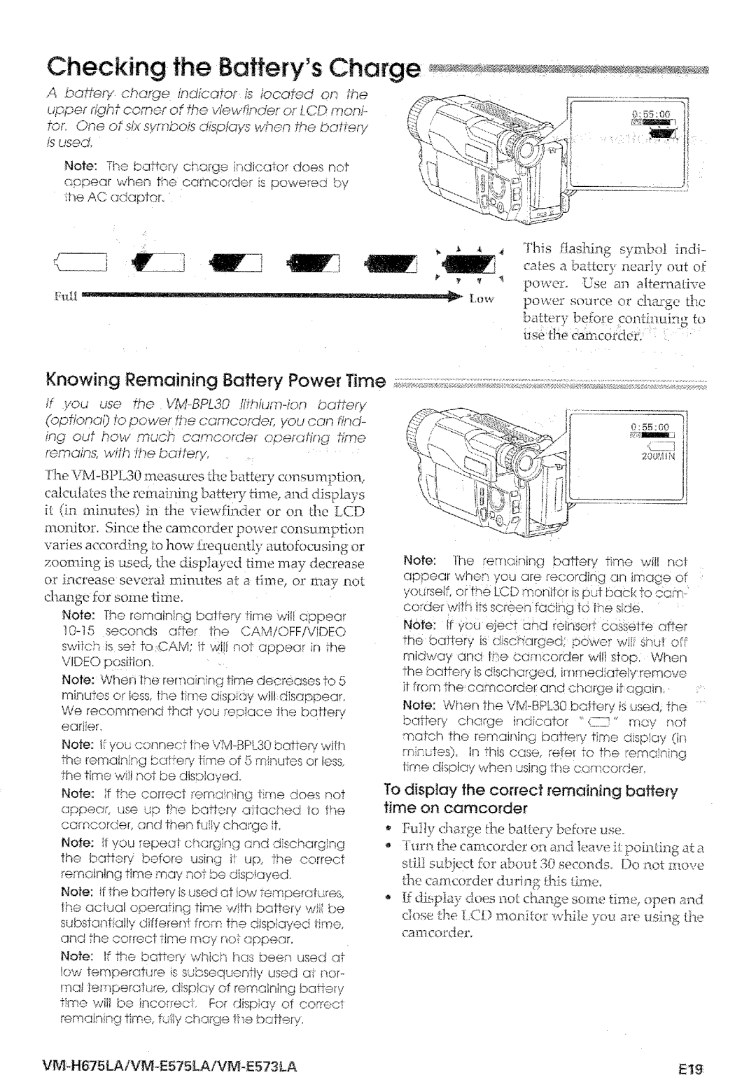 Hitachi VM-E575LA manual 