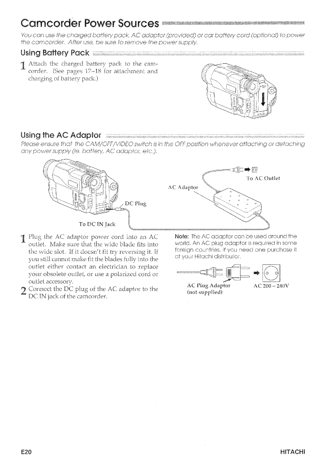 Hitachi VM-E575LA manual 