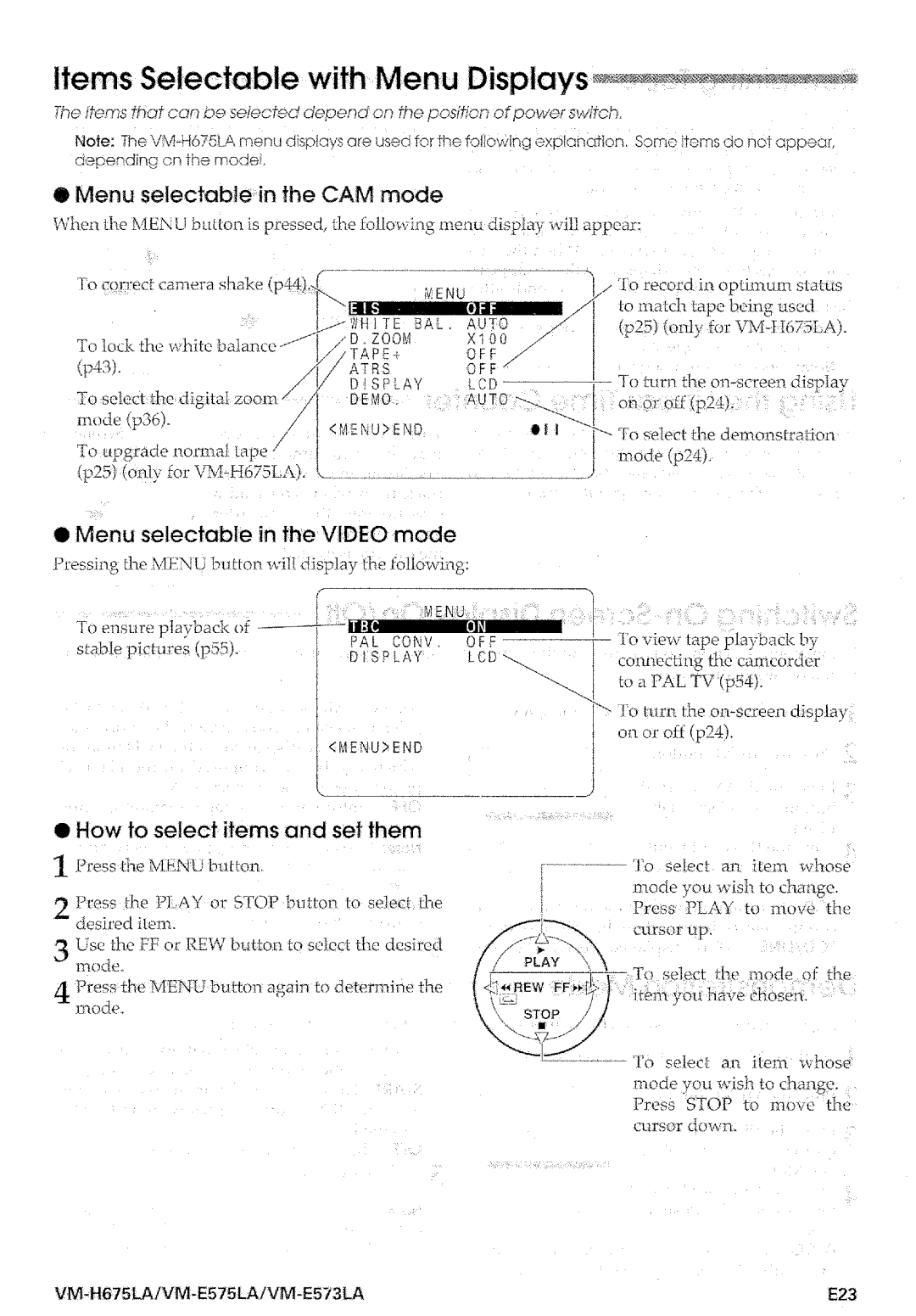Hitachi VM-E575LA manual 