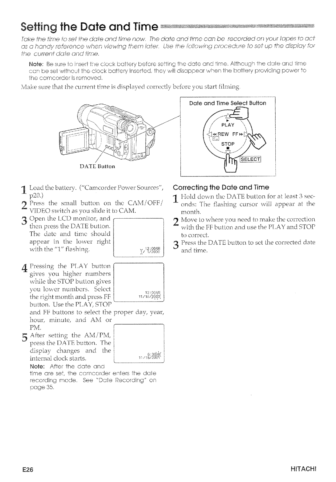 Hitachi VM-E575LA manual 