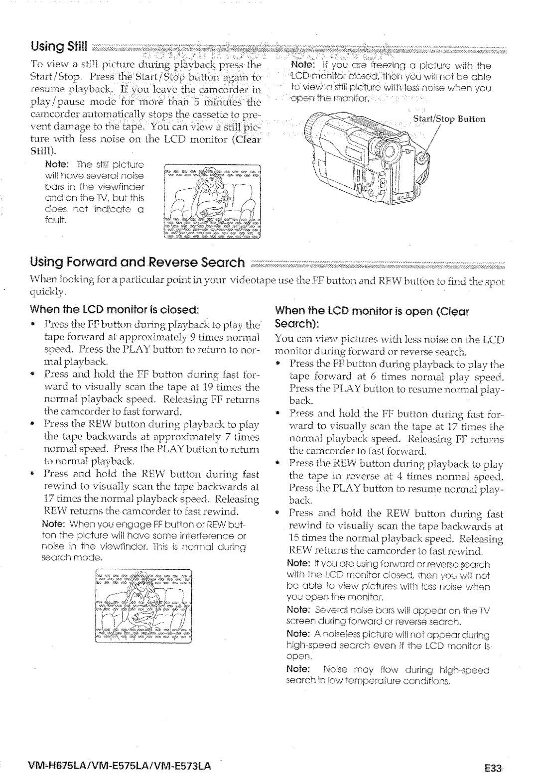 Hitachi VM-E575LA manual 