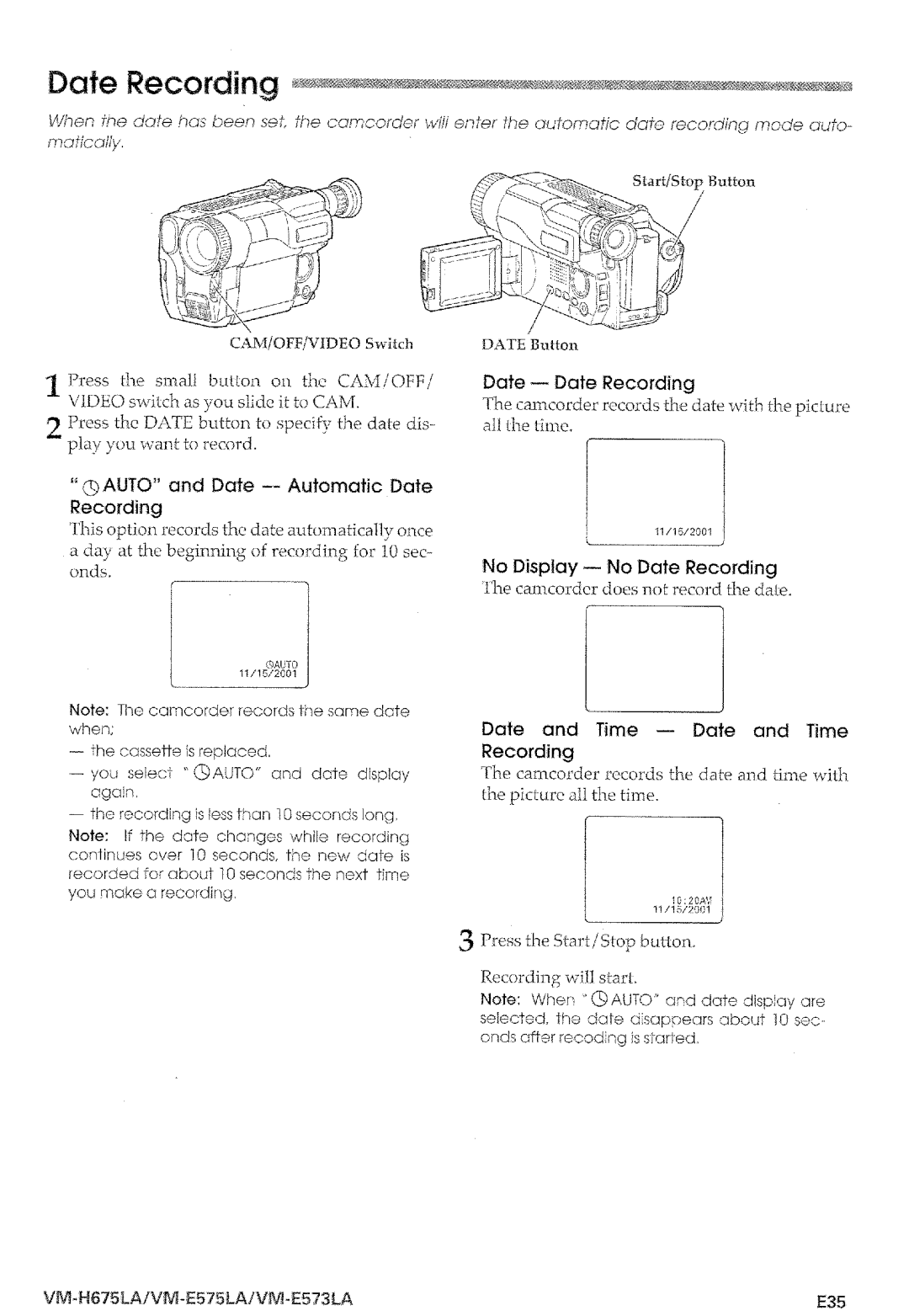 Hitachi VM-E575LA manual 