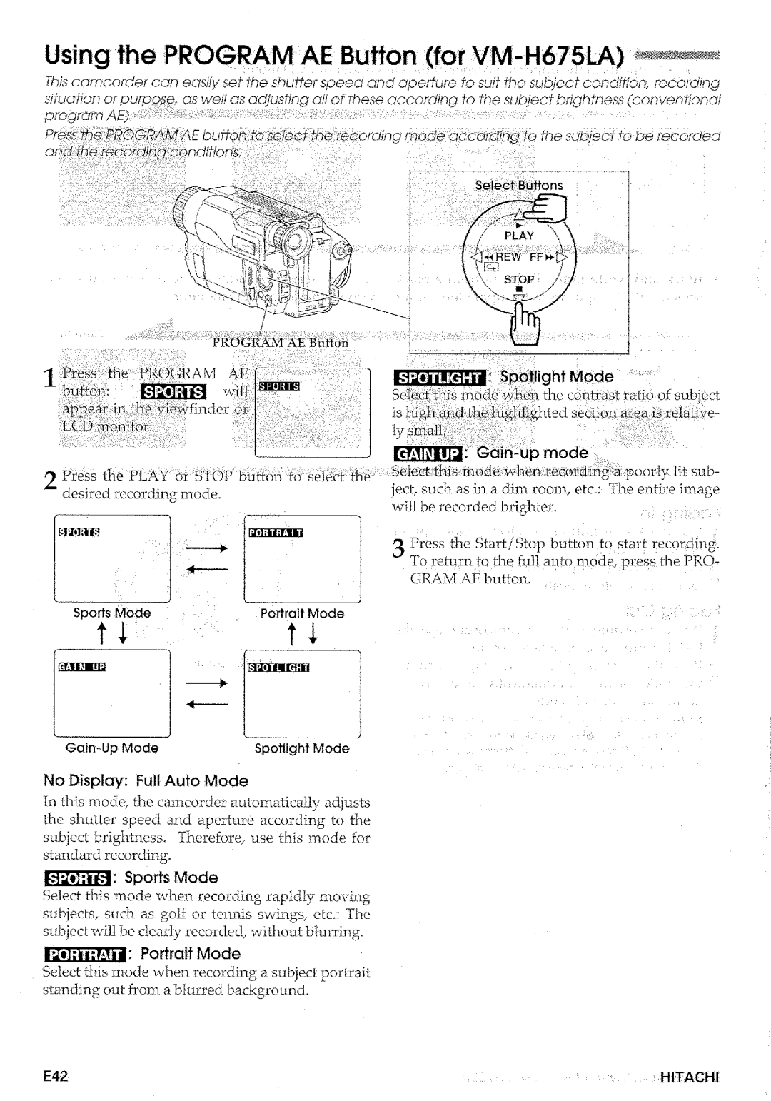 Hitachi VM-E575LA manual 