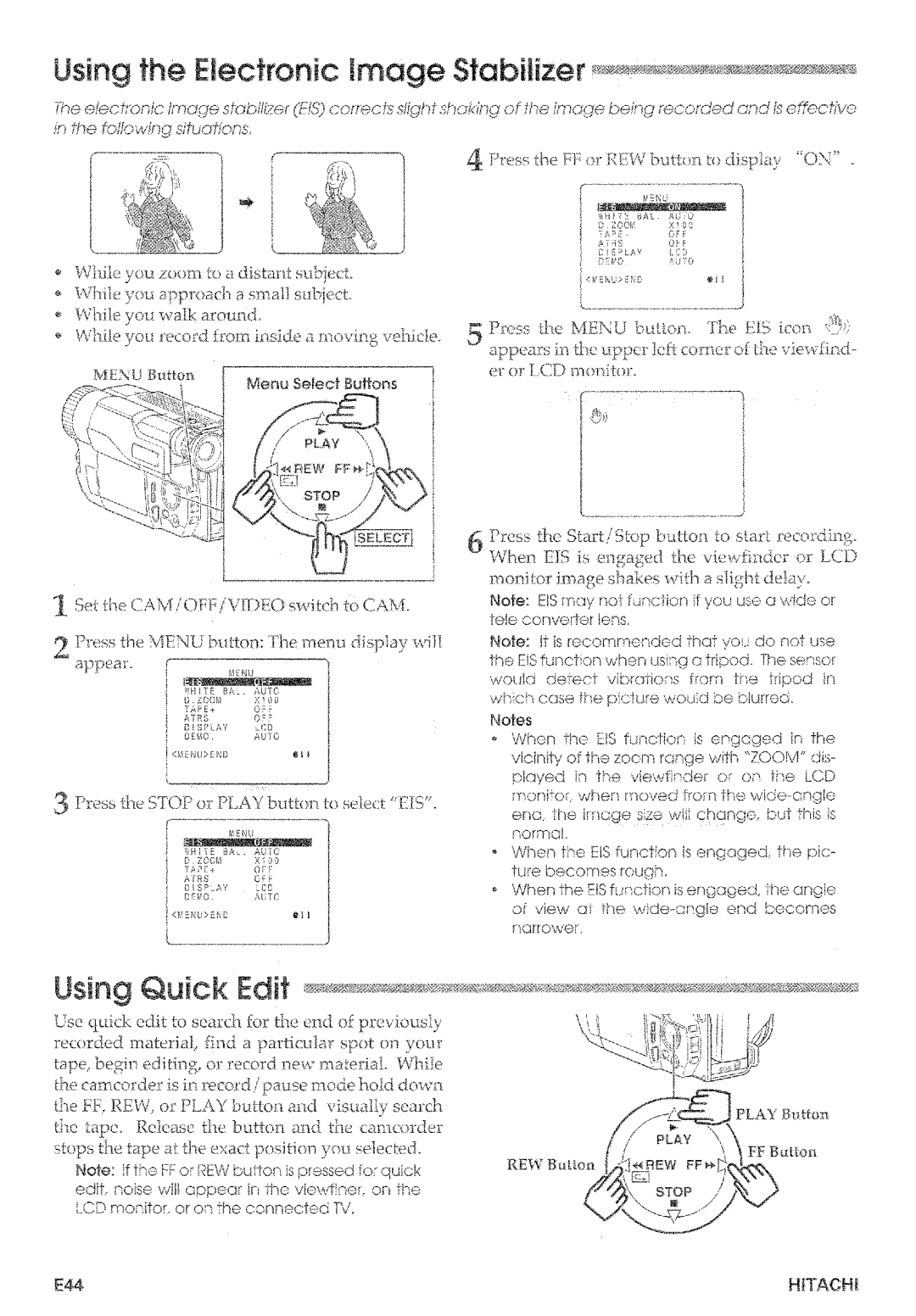 Hitachi VM-E575LA manual 