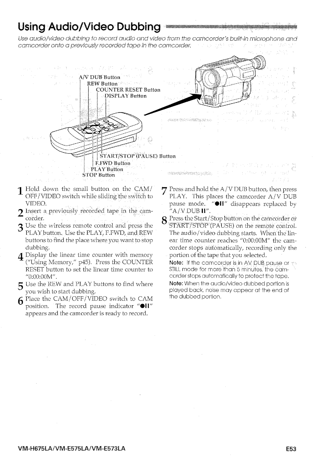 Hitachi VM-E575LA manual 