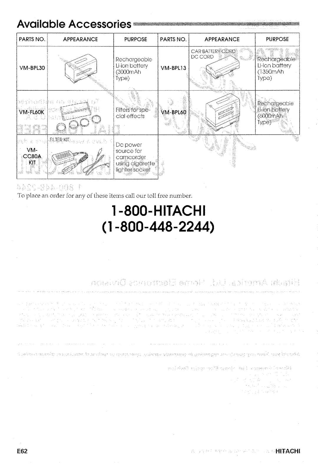 Hitachi VM-E575LA manual 