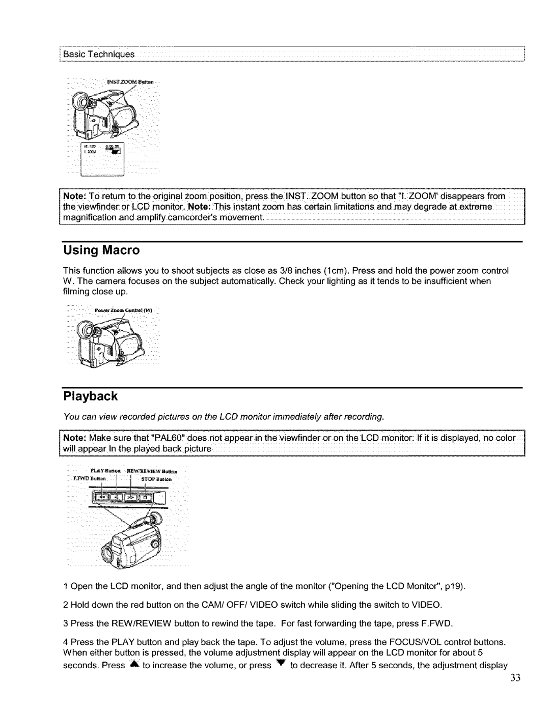 Hitachi VM H 655 LA instruction manual Using Macro, Playback 