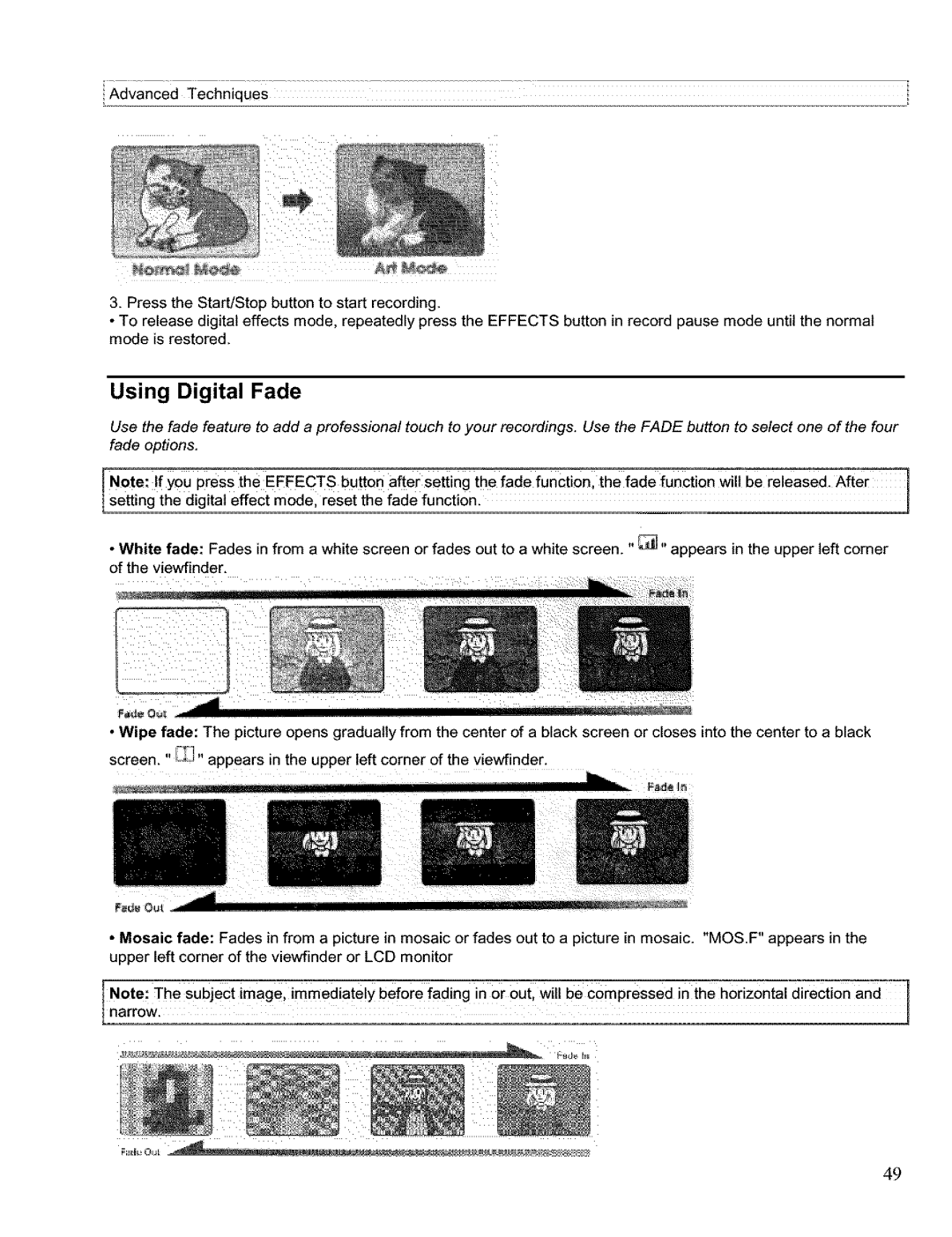 Hitachi VM H 655 LA instruction manual Iii!ii¸i, Using Digital Fade 