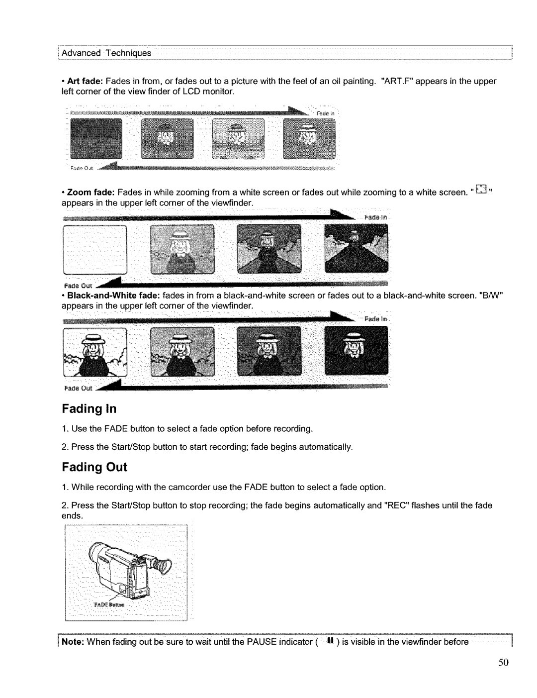 Hitachi VM H 655 LA instruction manual Fading Out 