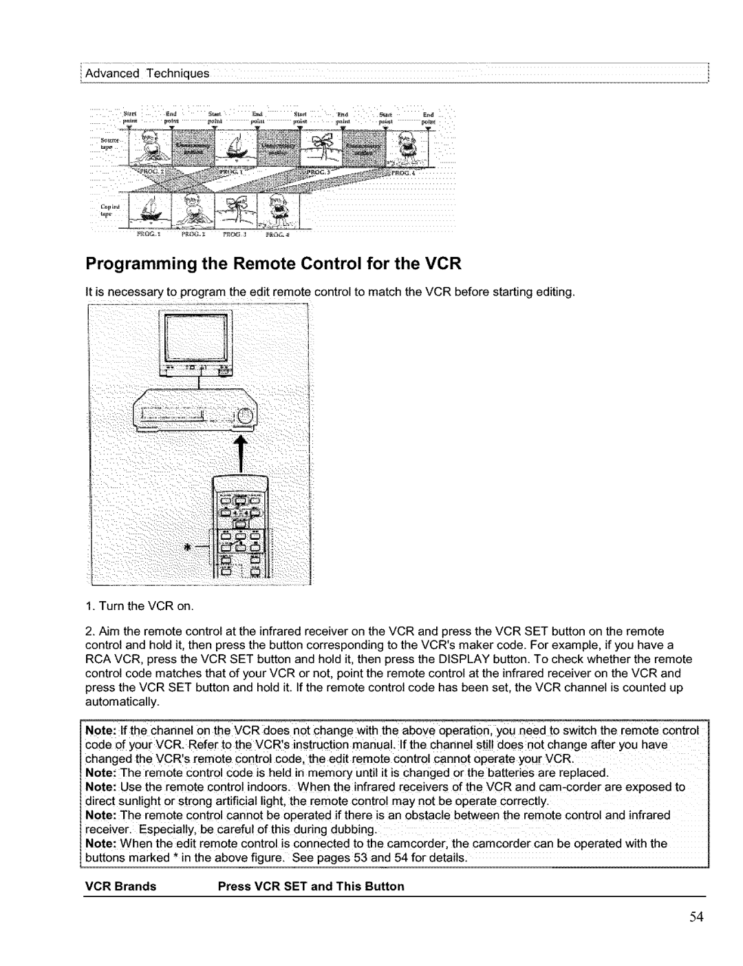 Hitachi VM H 655 LA instruction manual Programming the Remote Control for the VCR, VCR Brands Press VCR SET and This Button 