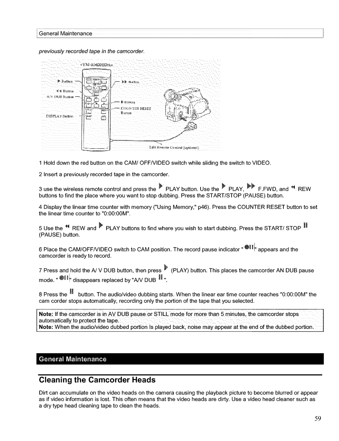 Hitachi VM H 655 LA instruction manual Cleaning the Camcorder Heads, Notoi If 