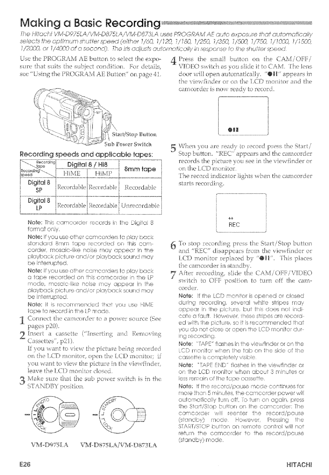 Hitachi VMD875LA instruction manual Makesure@.aithe. so.,pc es ,,Xcbis ti, E25 HKACHt 