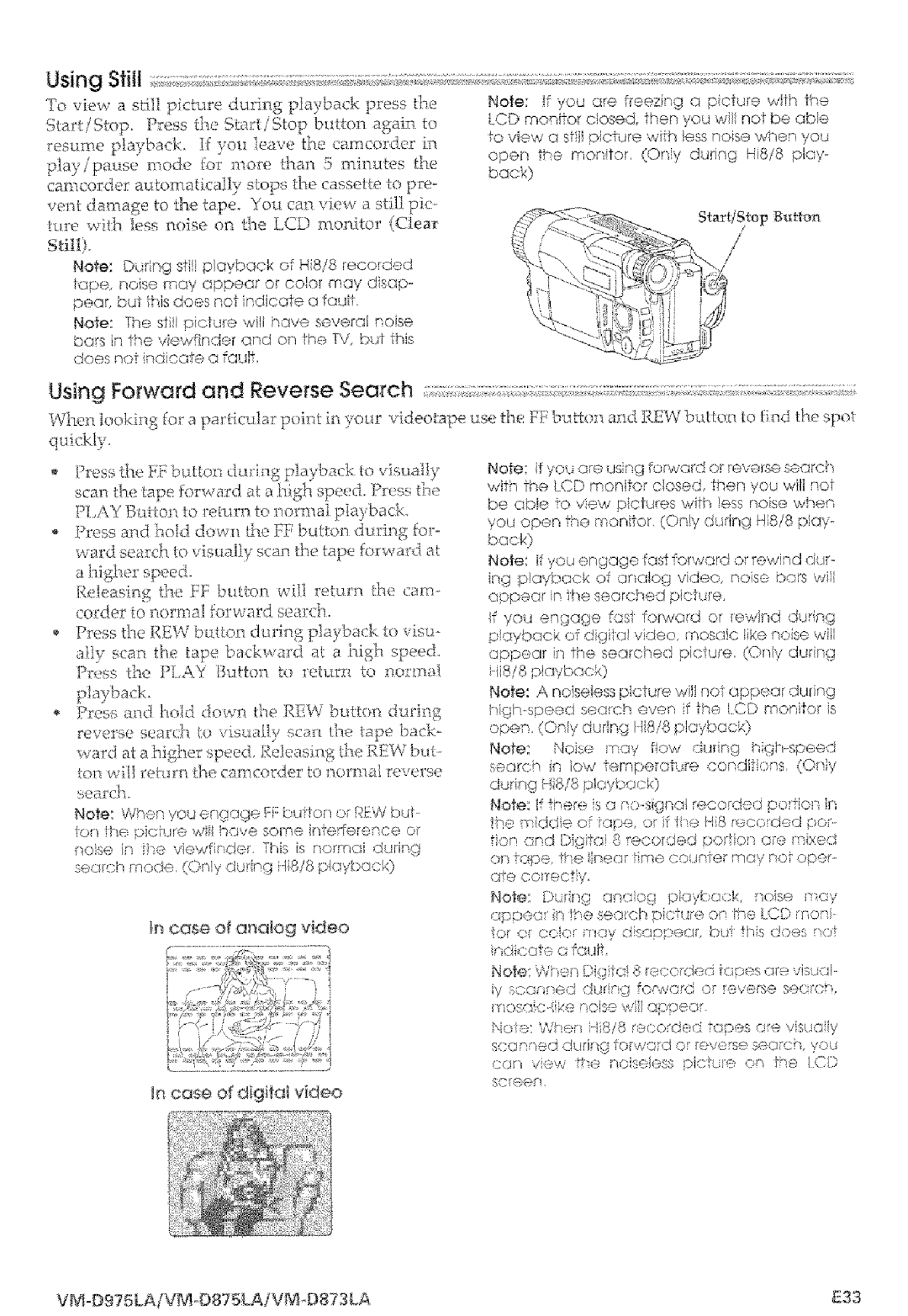 Hitachi VMD875LA Using Forward and Reverse Search, 5tar.iStopBon, Case of anaJog video Case ofdigital video 