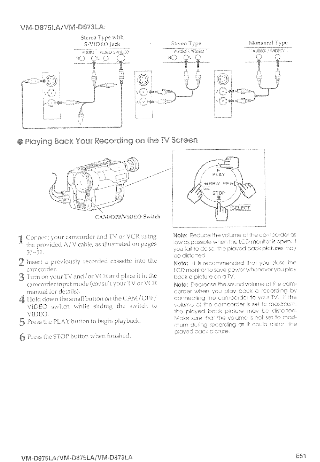 Hitachi VMD875LA instruction manual VM-O75LAiV %..AiVP%D87S LA E51, Hoo 