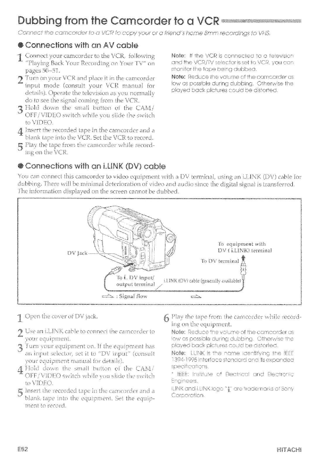 Hitachi VMD875LA Connections with an AV cable, @Connections with an Kink OV cob!e, Ye boc picturescod be disrTEO, Pkl 