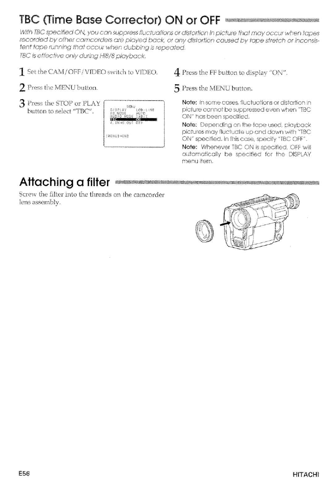 Hitachi VMD875LA instruction manual ItF.. r h, Press th ....FF 8 ton to display ....N, E56, Hns assembly 