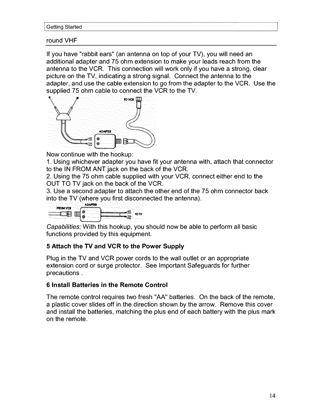 Hitachi VT-FX611A owner manual Install Batteries in the Remote Control 