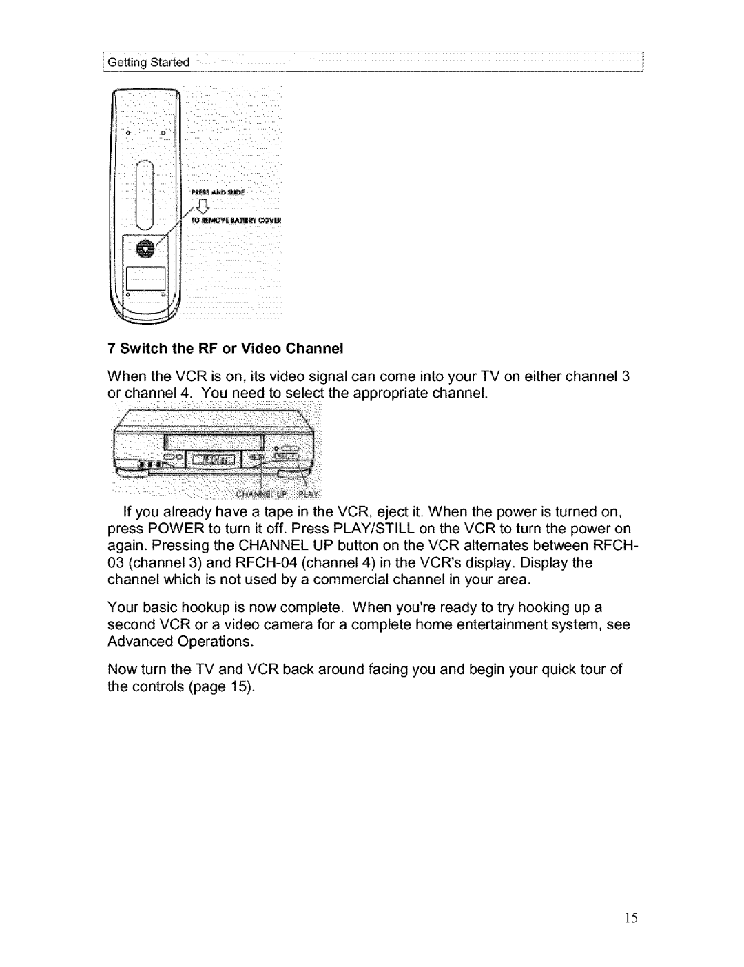 Hitachi VT-FX611A owner manual Switch the RF or Video Channel 