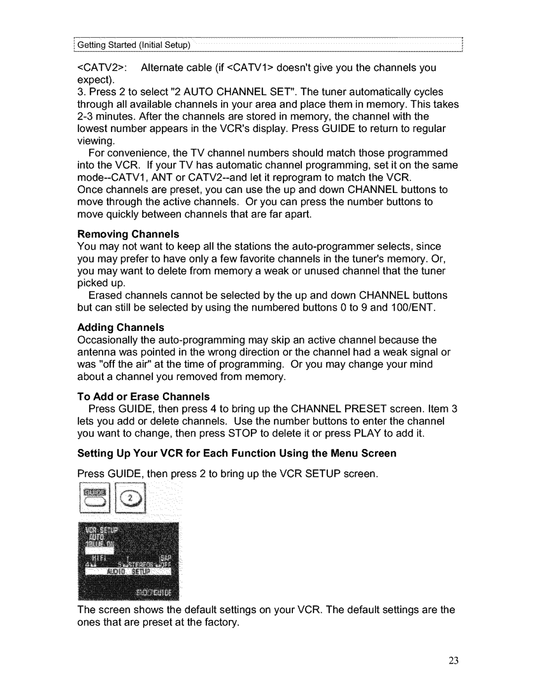 Hitachi VT-FX611A owner manual Setting Up Your VCR for Each Function Using the Menu Screen 