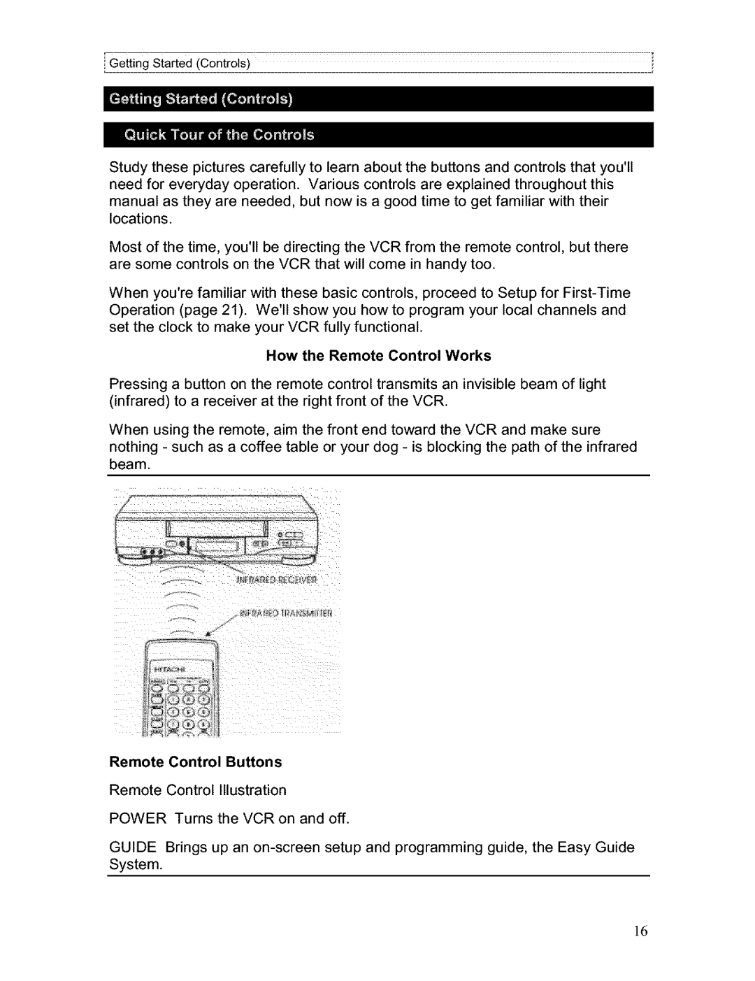 Hitachi VT-FX611A owner manual How the Remote Control Works, Remote Control Buttons 
