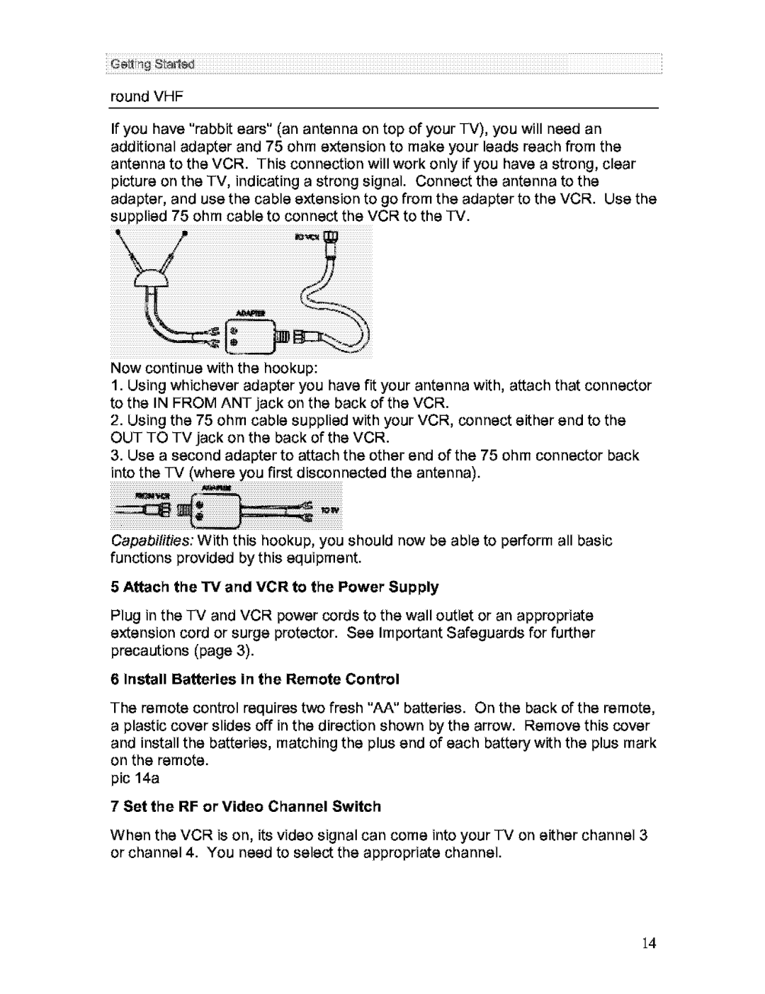 Hitachi VT-FX613A owner manual Attach the TV and VCR to the Power Supply, Install Batteries in the Remote Control 