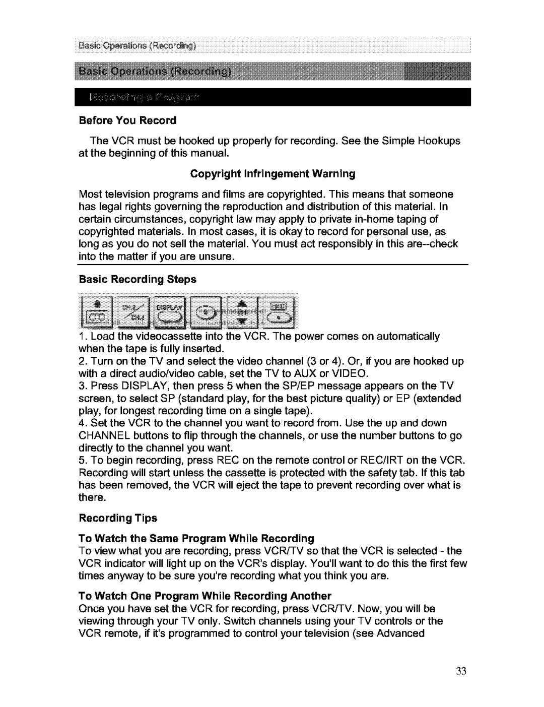 Hitachi VT-FX613A owner manual Before You Record, Basic Recording Steps 