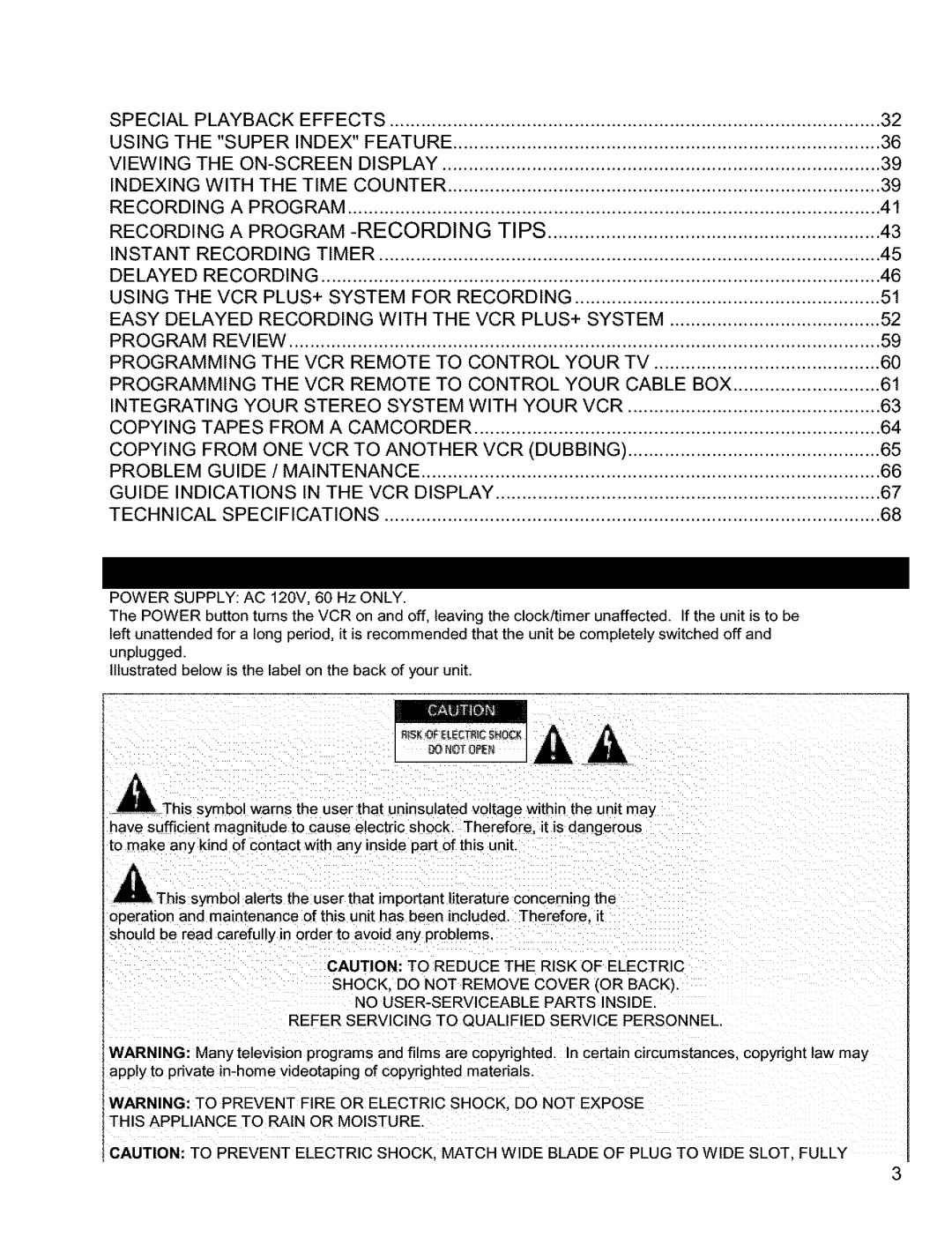 Hitachi VT-FX631A-VT-FX632A owner manual Recording a Program Recording a Program -RECORDING 