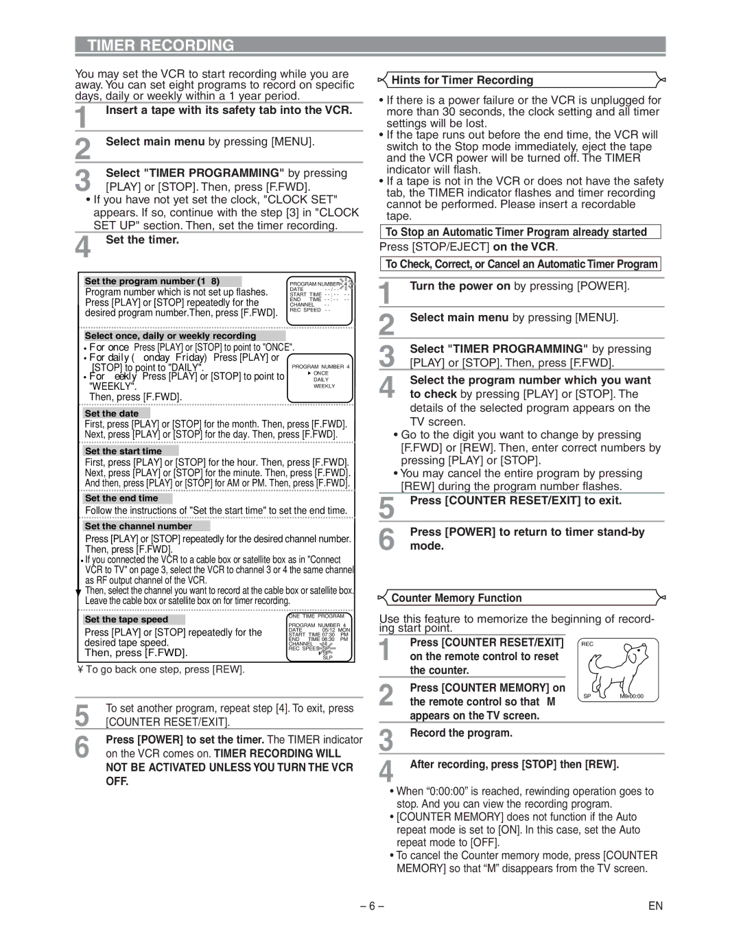 Hitachi VT-FX795A owner manual Timer Recording 