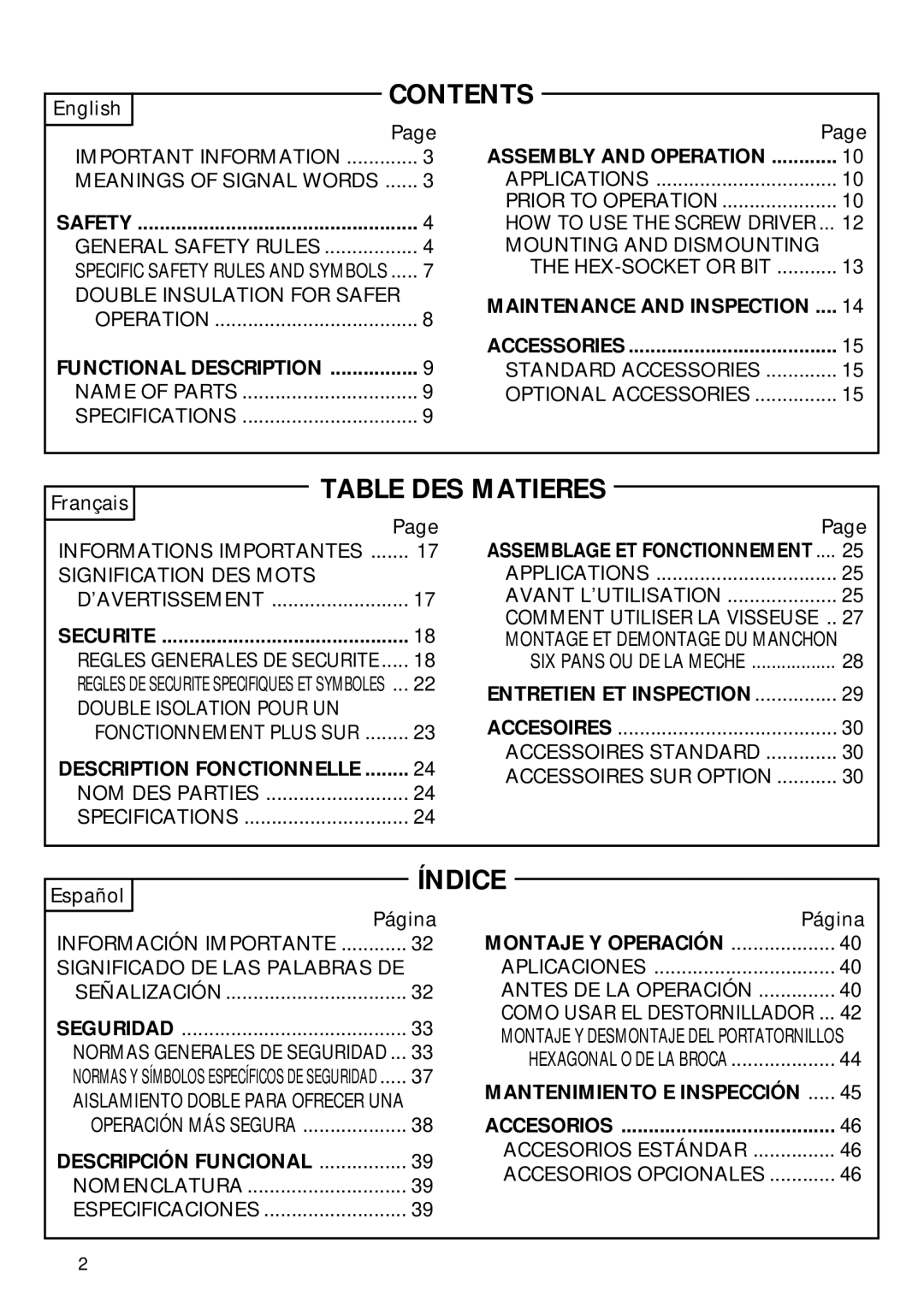 Hitachi W 8VB, W 6VB2 instruction manual Contents 