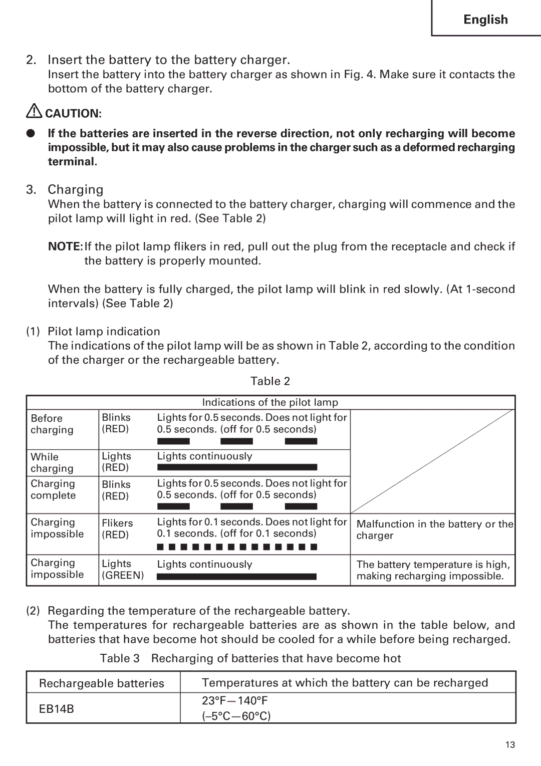 Hitachi WH14DM OM instruction manual Insert the battery to the battery charger, Charging 