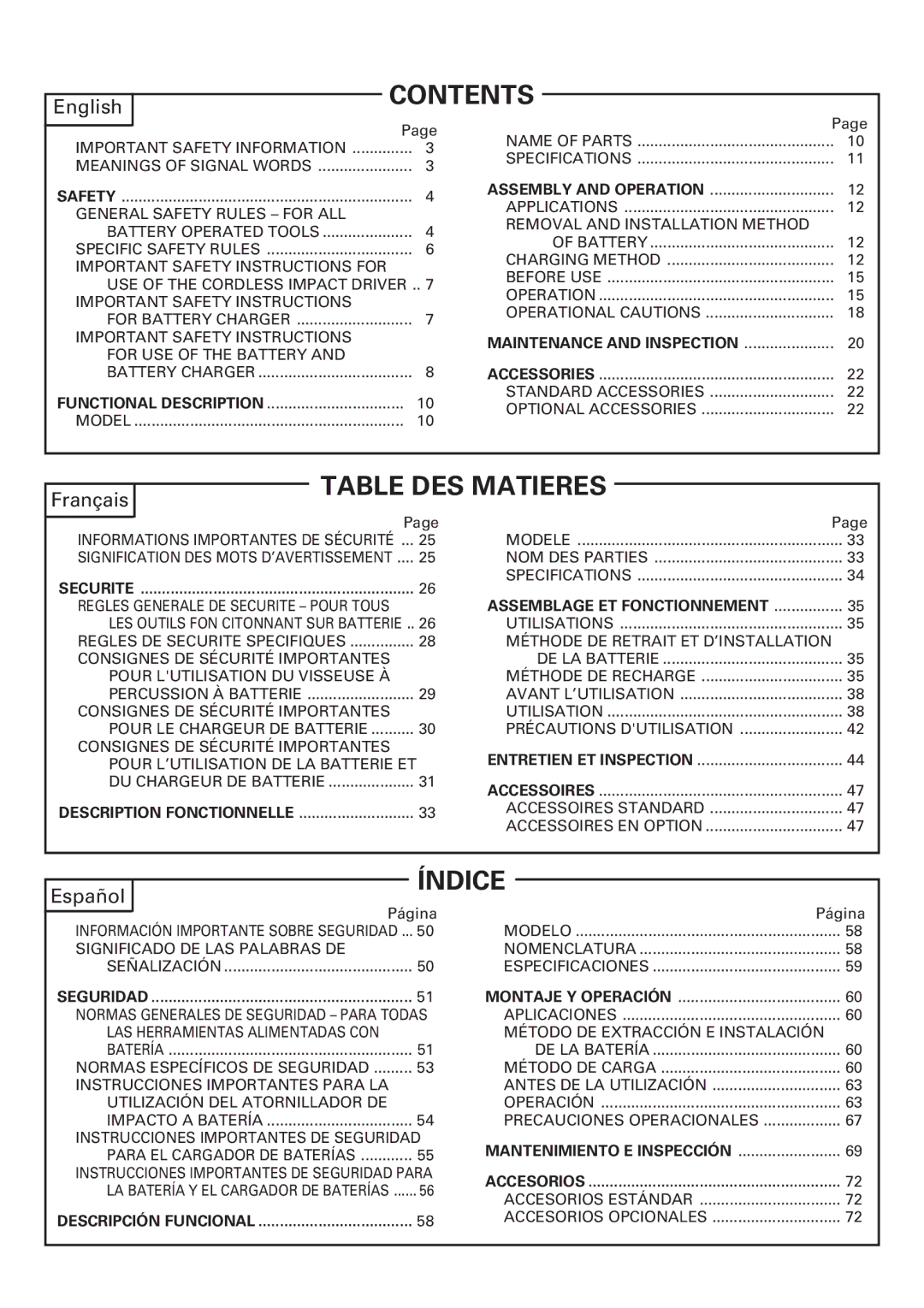 Hitachi WH14DM OM instruction manual Contents 