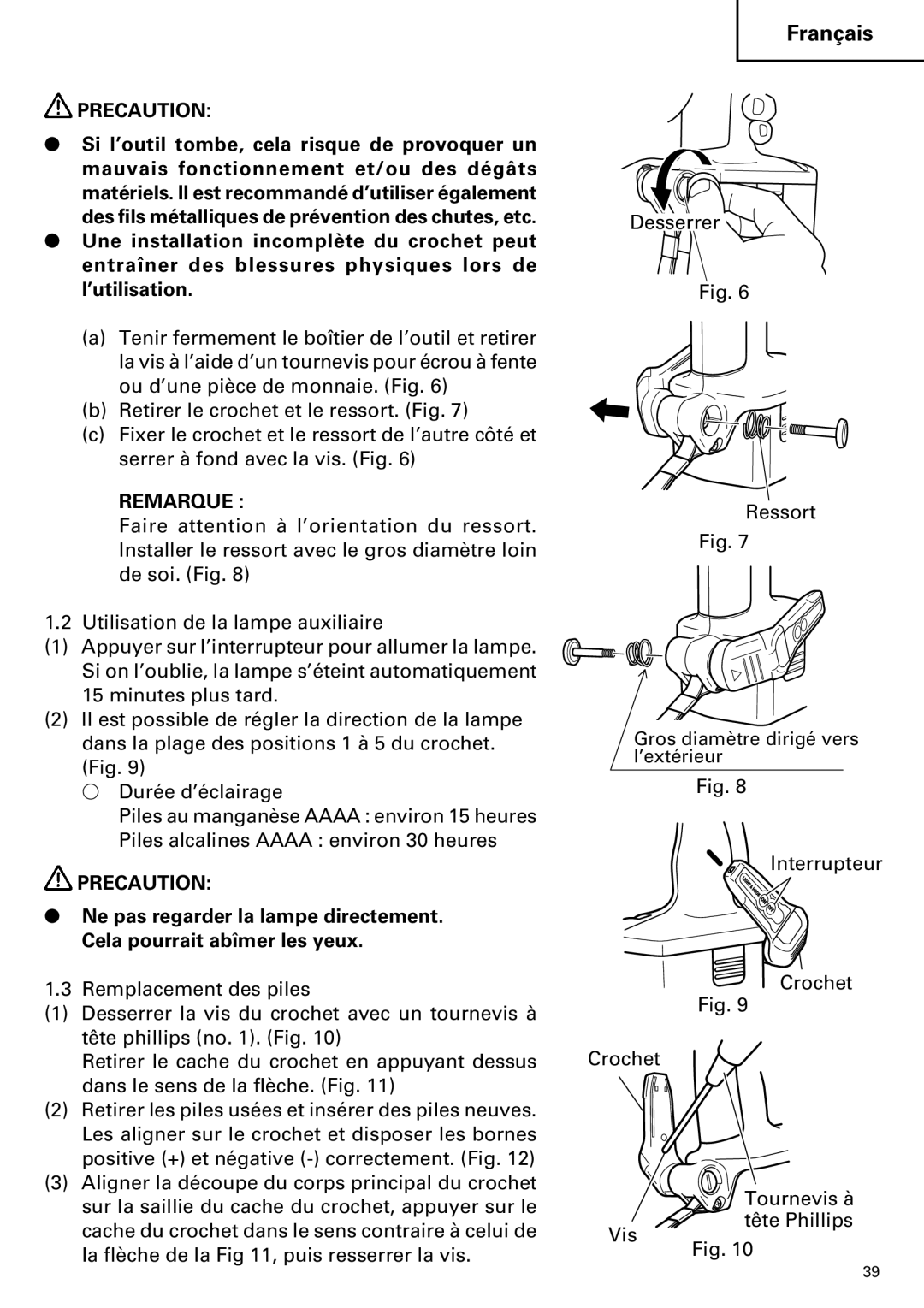 Hitachi WH14DM OM instruction manual Remarque 