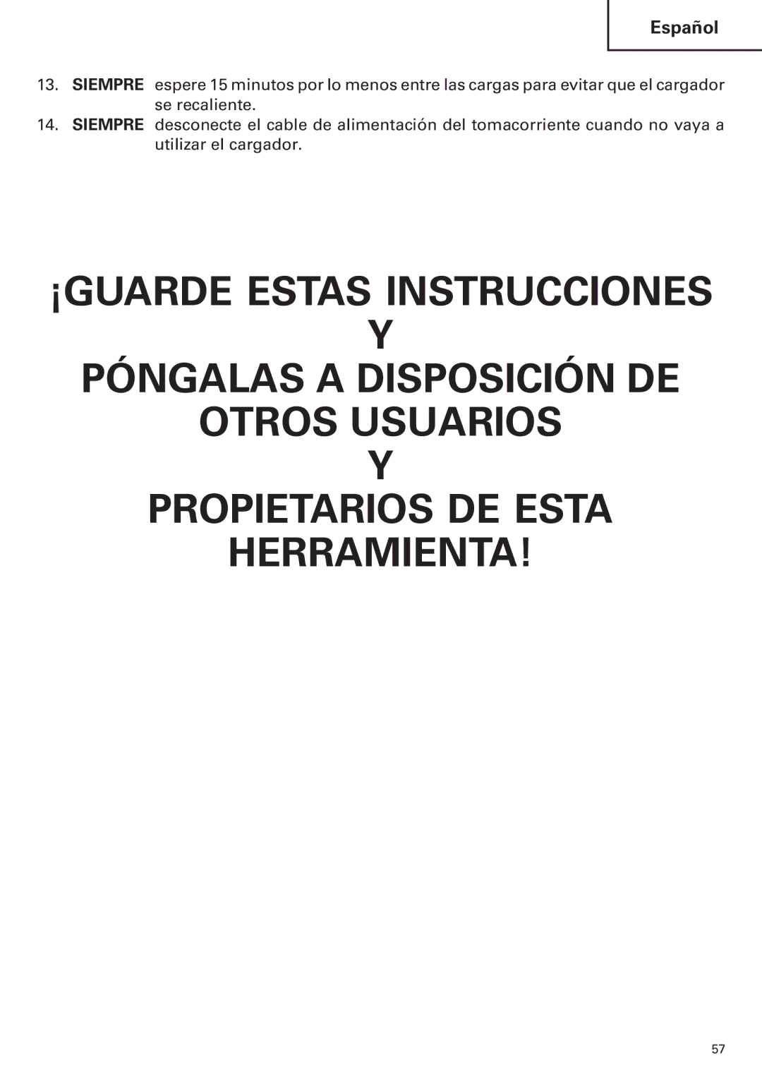 Hitachi WH14DM OM instruction manual Español 