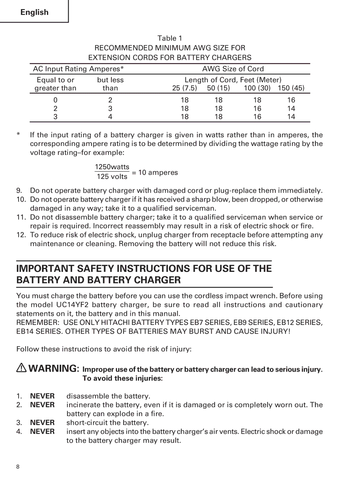 Hitachi WH14DM OM instruction manual 100 150 