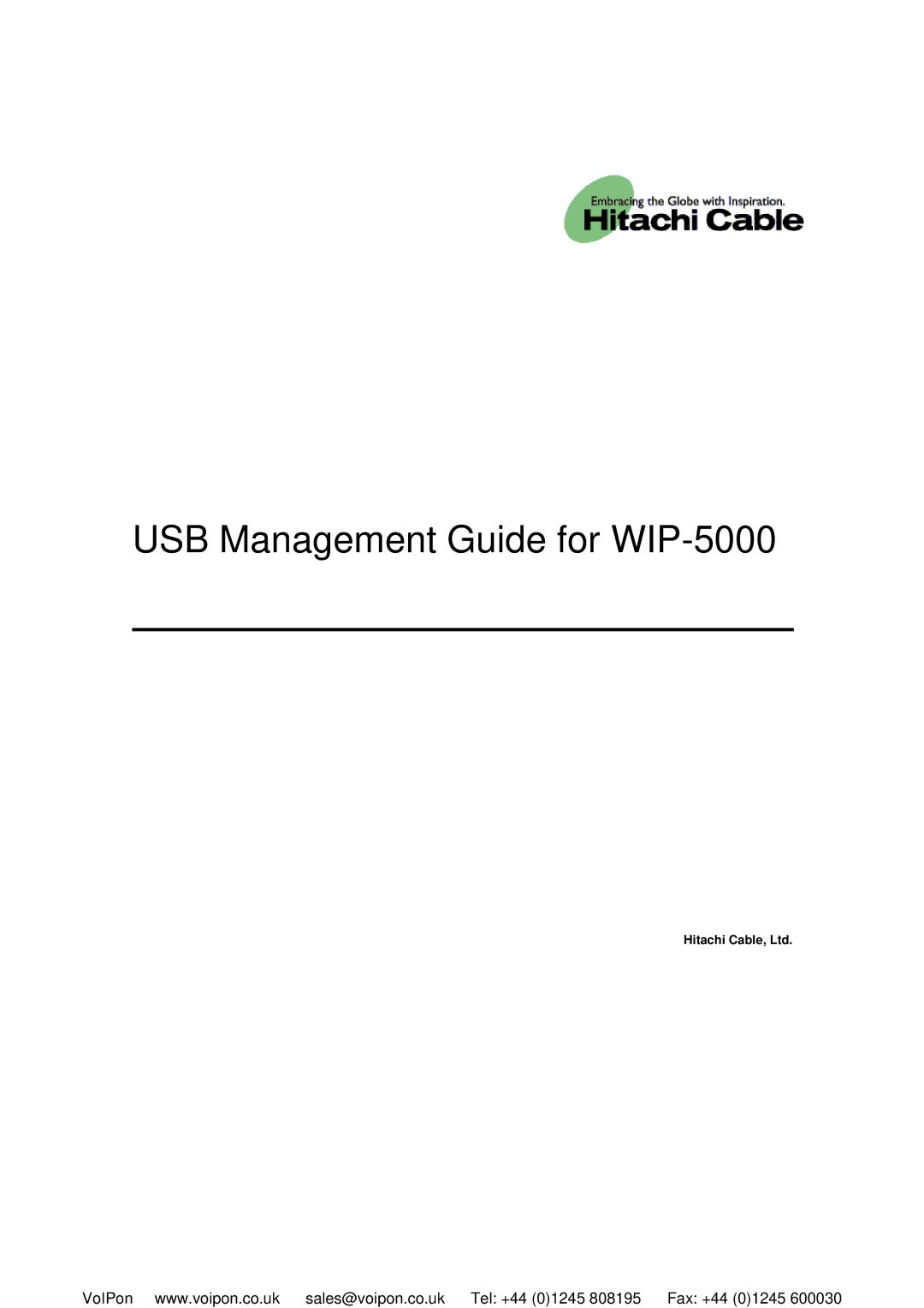 Hitachi manual USB Management Guide for WIP-5000 